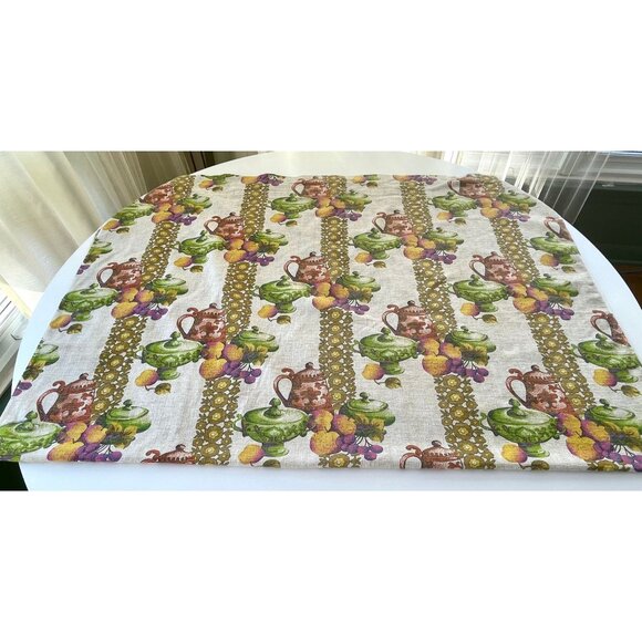 Vintage 60s curtain, fruits and kitchenware, retro kitchen, single panel - Picture 3 of 10